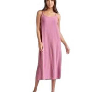 Splendid Linen Blend Breeze Dress Adjustable spaghetti straps sliding back tie L